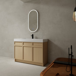 English Elm 48" Freestanding Bathroom Vanity with Thick Resin Sink, Soft-Close Doors, Adjustable Shelves, Durable Finish Oak W999S00265