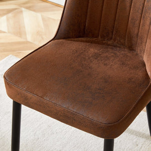 English Elm Table & 4 Chairs Set - Modern Minimalist 42" Round Dining Table With Deep Walnut Top & Techno-Fabric Seating W1151S03749-GIGA