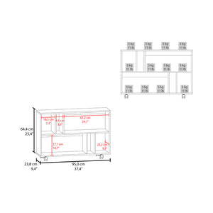 English Elm Norwood Rolling Table Cart with Open Shelves, White Engineered Wood, Smooth Casters for Easy Mobility B092P306238