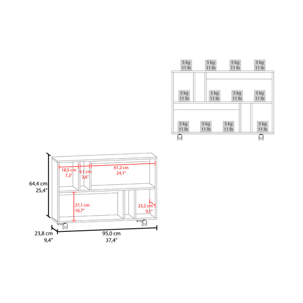 English Elm Norwood Rolling Table Cart with Open Shelves, White Engineered Wood, Smooth Casters for Easy Mobility B092P306238