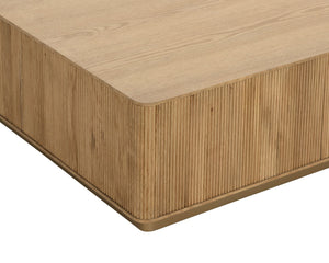 Sunpan KALLA Coffee Table - Rustic Oak Elegance with Brushed Gold Base, Modern Design for Stylish Living Spaces 112407