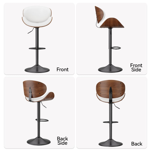 English Elm Swivel Adjustable Height Bar Stools - Modern Pu Leather, 360° Swivel, Comfortable & Durable Design T3950P394489-GIGA