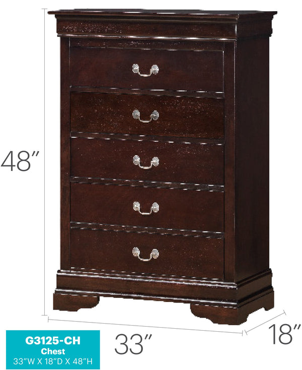 English Elm Louis Elegant Curved-Molding Chest with Carved Base, Dovetail Drawers for Smooth, Space-Saving Storage Cappuccino 21 L x 36 W x 52 H B078118375