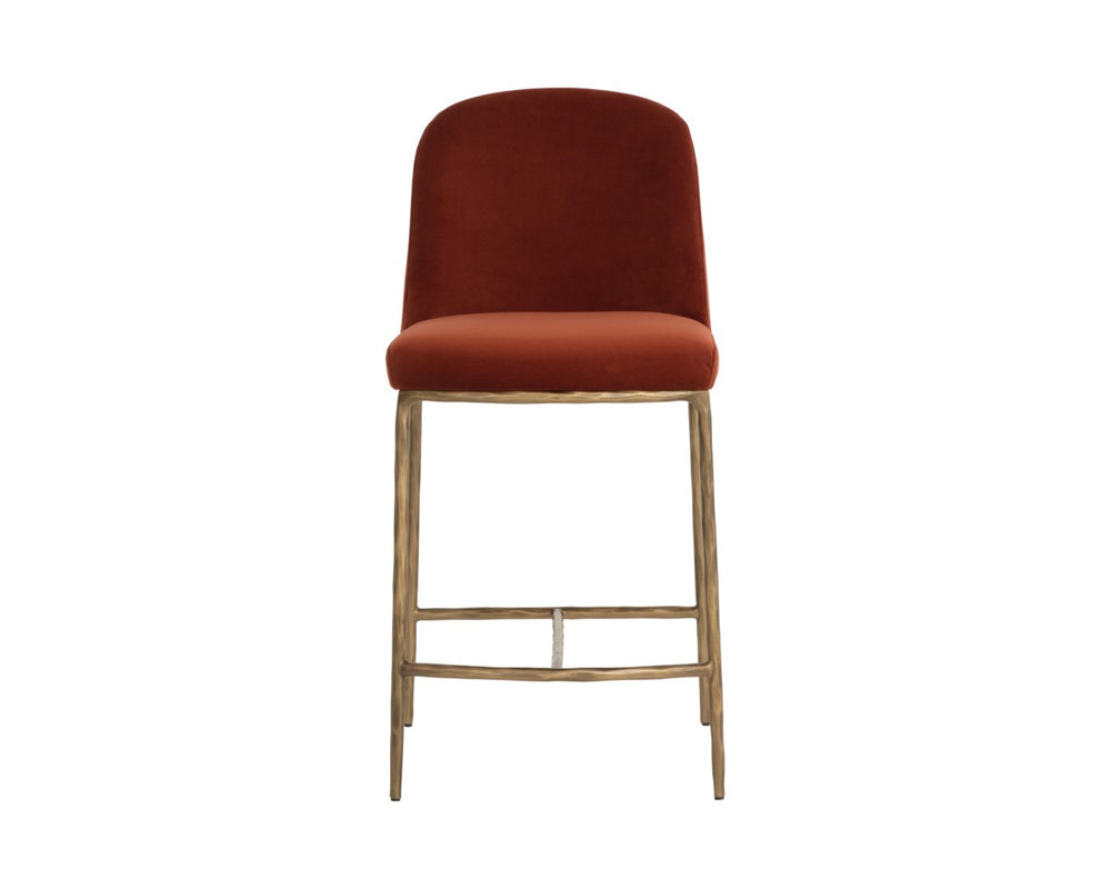 Sunpan NESTOR Counter Stool in Meg Rust - Ergonomic Comfort, Artisanal Design & Elegant Metal Detailing 112576