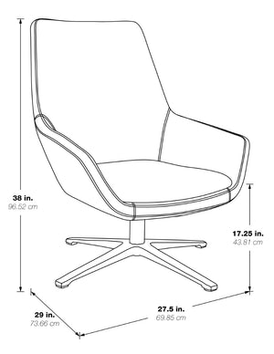OSP Home Furnishings Modern Scoop Ergonomic Office Chair Faux Leather Swivel Seat with Aluminum Base Java FL80228AL-R102