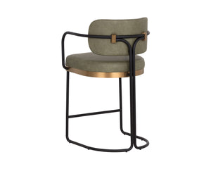 Sunpan JALEN Counter Stool - Modern Faux-Leather Design with Gold Accents for Chic Kitchen & Bar Seating 112481