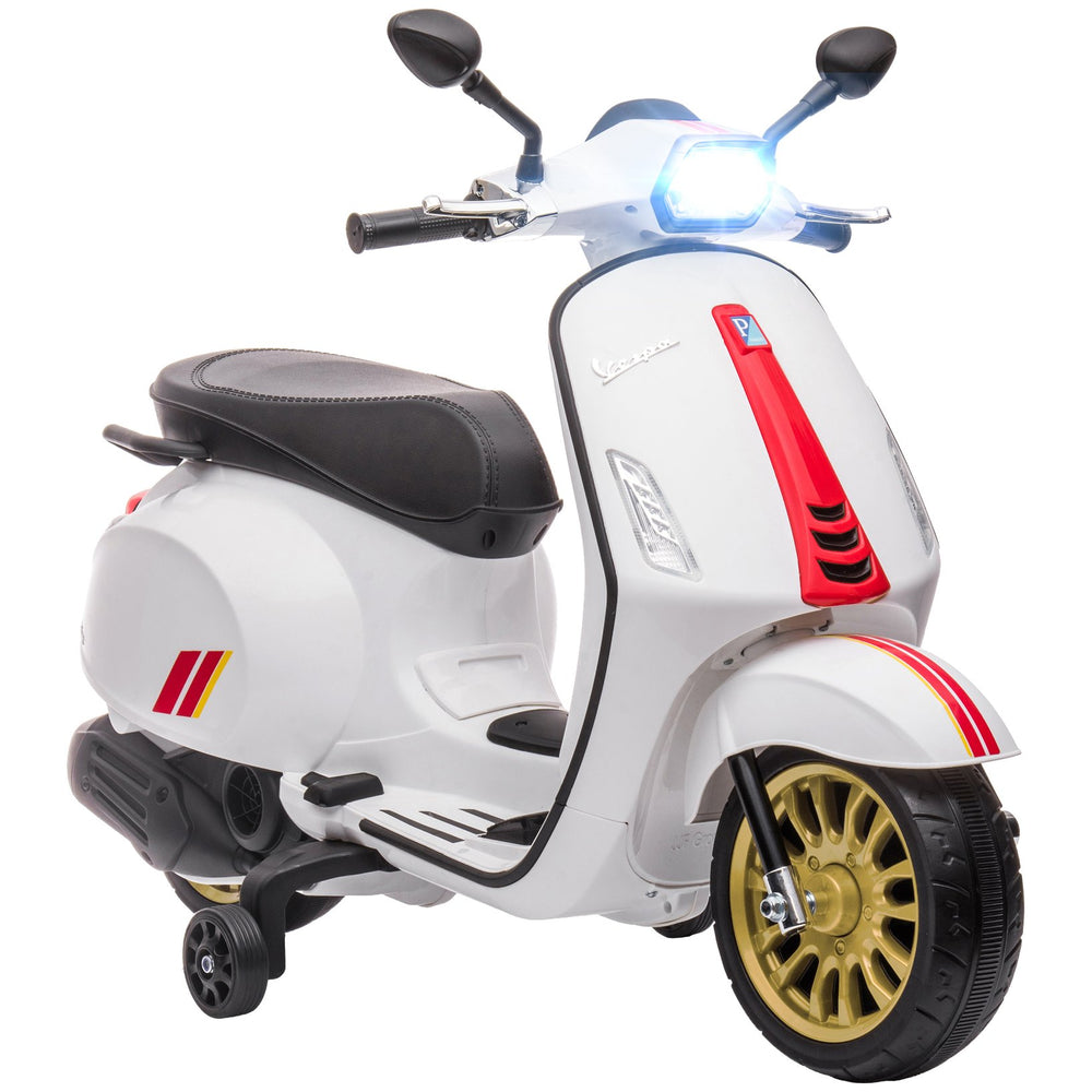 English Elm Qaba Vespa Licensed Retro Ride on Electric Motorbike for Toddlers with Fm Radio White W2225P229330