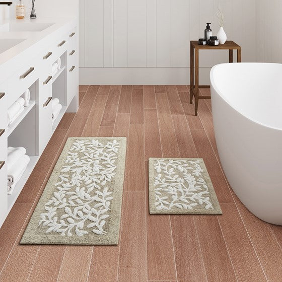 English Elm Cotton 24x60 Tufted Bath Rug with Plush 100% Cotton Pile, Non-Slip Spray Latex Backing for Comfort B035P203228