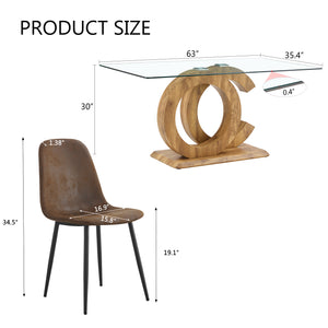 English Elm 1 Contemporary 5-Piece Dining Set With Glass Tabletop & Brown Fabric Chairs For Modern Spaces W1151S04023