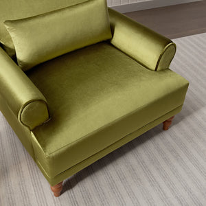English Elm Mirod Oversized Polyester Accent Chair with Column Legs and Ergonomic Lumbar Support Green N760S0000028C