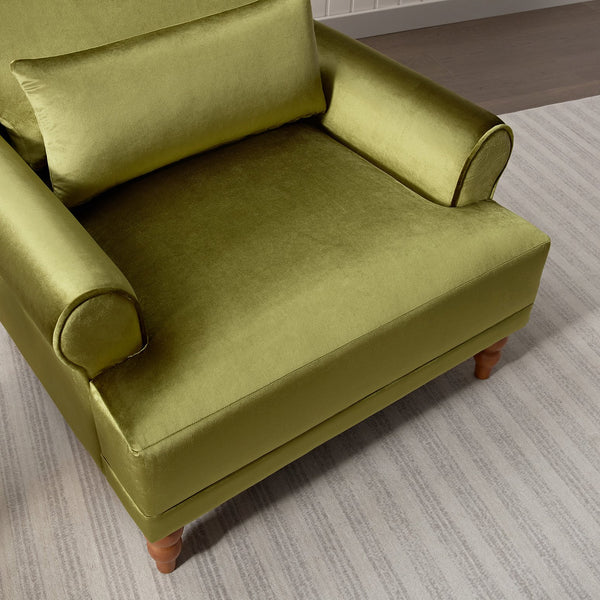 English Elm Mirod Oversized Polyester Accent Chair with Column Legs and Ergonomic Lumbar Support Green N760S0000028C
