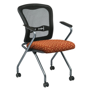 OSP Home Furnishings Deluxe Pro-line Ii Folding Nesting Armchair with Mesh Back and Lumbar Support Marigold 84440-K111