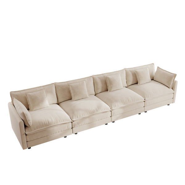 English Elm Free Modular Chenille Sectional Sofa with Deep Cushions for a Cozy Living Room W714S00905