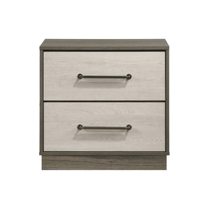 English Elm 2-drawer Nightstand Floating Base Grey Oak Melamine Finish Antique Nickel Hardware B016P460455