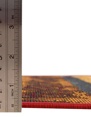 Unique Loom Outdoor Modern Traditional Machine Made Geometric Rug Multi, Gold/Ivory/Light Blue/Red/Orange 8' 0" x 8' 0"