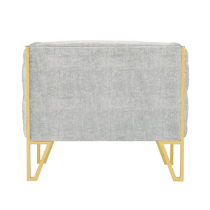 English Elm Vector Velvet Lounge Chair Gray — Luxurious Tufted Velvet, Polished Brass Stainless Frame, 300lb Capacity B365P398027