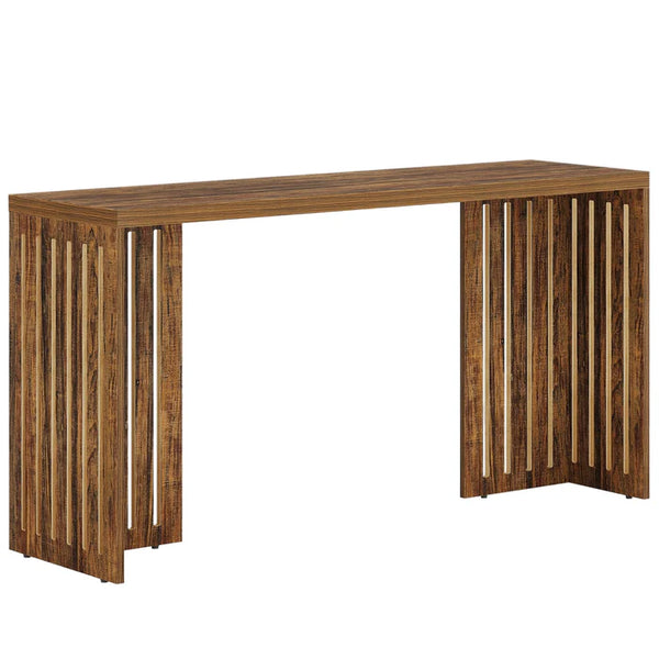 English Elm Bar Table Two Tier Industrial Metal Frame Open Shelf Home Kitchen Entertaining Stand T3971P450247