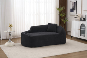English Elm Ly-048 Sculpted Chenille Chaise Lounge Convertible Sleeper Sofa for Modern Living Spaces Black W2231P401731