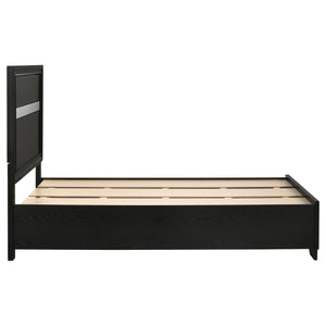 English Elm Urbana Black Twin Storage Panel Bed with Crystal Pulls & Glitter Trim, Slatted Platform, Drawers B062S00698