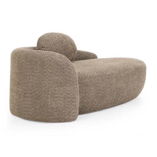 English Elm Modern Oval Boucle Lounge Chair Sculptural Integrated Armrest for Bedroom Living Room Brown W487P456128
