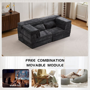 English Elm Compression Mahjong Sofa - Modern Convertible Floor Sofa Bed, Soft Fleece, No Assembly, Versatile Comfort W3723P377150