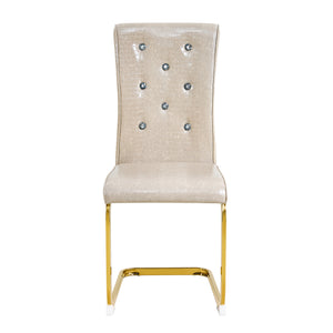 English Elm Set of 2 Glam Faux Alligator Pvc Dining Chairs with Crystal Buckle Bow Legs Beige W3875P371038
