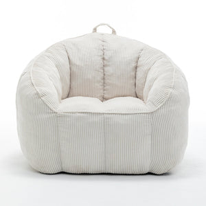 English Elm Giant Corduroy Bean Bag with Armrests Shredded Foam Lounge Chair for Living Room Beige W2200P442622