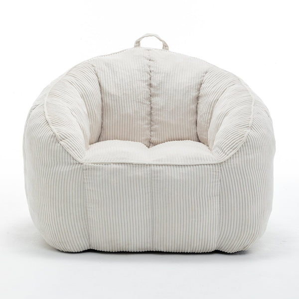 English Elm Giant Corduroy Bean Bag with Armrests Shredded Foam Lounge Chair for Living Room Beige W2200P442622