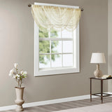 Madison Park Irina Transitional Diamond Sheer Embroidered Waterfall Valance MP41-4937 Ivory