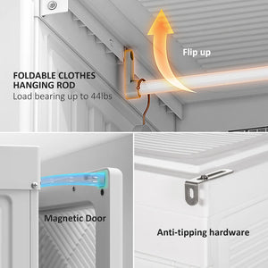 English Elm Entryway Portable Closet Organizer with Hanging Rod and Six Enclosed Cube Compartments T3971P469853
