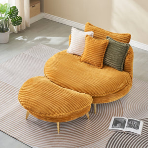 English Elm 65.00 Inch Mid-century Corduroy Loveseat with Gold Tapered Legs for Apartment Living Yellow W1658P212860