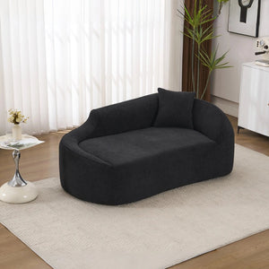 English Elm Ly-048 Sculpted Chenille Chaise Lounge Convertible Sleeper Sofa for Modern Living Spaces Black W2231P401731