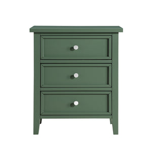 English Elm Luca 3-Drawer Nightstand with Dovetail Drawers and Metal Glides, Tapered Legs, No Assembly Required Antique Green B050P376950