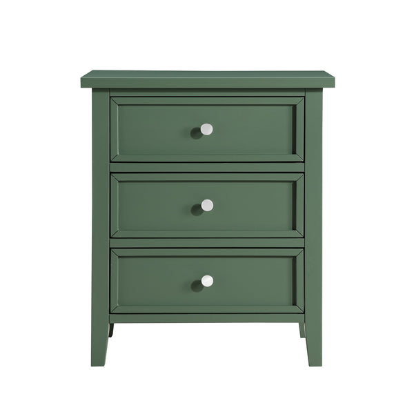 English Elm Luca 3-Drawer Nightstand with Dovetail Drawers and Metal Glides, Tapered Legs, No Assembly Required Antique Green B050P376950