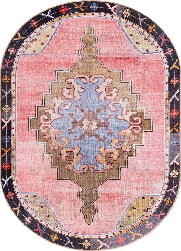 Unique Loom Timeless Thomas Machine Made Medallion Rug Pink, Black/Blue/Light Blue/Light Brown 7' 7" x 10' 6"