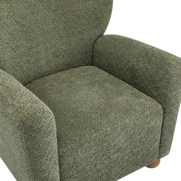English Elm Christopher Knight Home® - Cozy Wingback Armchair with Plush Bouclé Upholstery, Solid Wood Legs, Timeless Elegant Comfort Olive Green,Teak 32 L x 29.5 W x 26.75 H N776P293322G