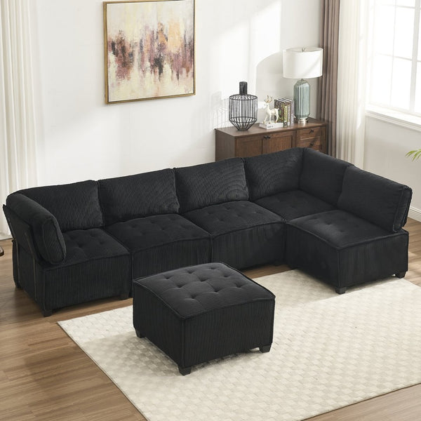 English Elm United We Win U-Shaped Modular Sectional Sofa With Reversible Chaise – 6-Seater Comfort For Any Room W1568S00159-GIGA