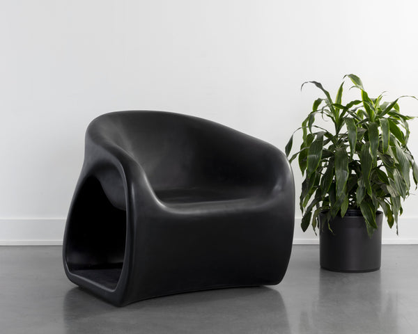 Sunpan Orson Lounge Chair - Sculptural Concrete Design Blending Art and Functionality for Indoor Spaces Black