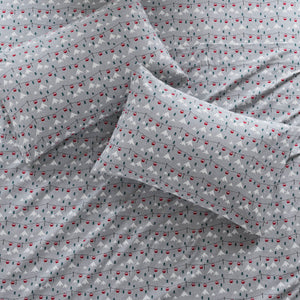 English Elm 3 Pcs Twin Sheet Set - Cozy Grey Ski Jump Flannel For Ultimate Winter Comfort & Style At Home B035P319786