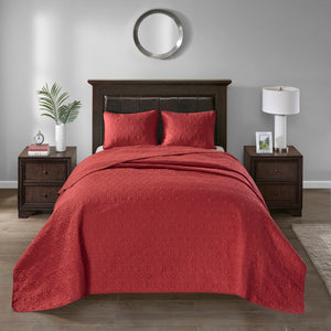 English Elm Reversible Madison Park Quebec King Bedspread Set with Quilted Texture, Oversized Drape and Antimicrobial Freshness Protection Red 17.72 L x 15.35 W x 8.66 H B03597458