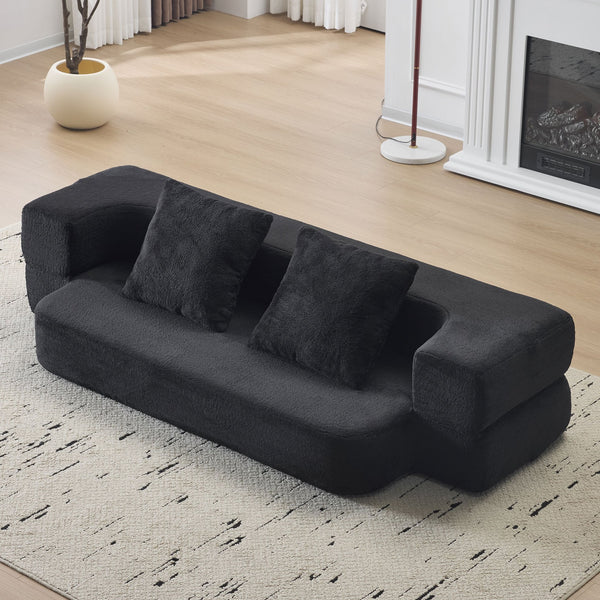 English Elm Ebern Designs Transformable Sectional Sofa Bed - Compact Chenille Lounger For Small Spaces & Flexibility W1829P280220