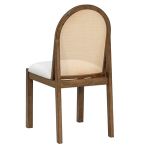 English Elm Trexm Farmhouse Oval Dining Set Seats Six with Rattan Back Chairs Oak Veneer Table Beige,Light Brown ST000157AAP
