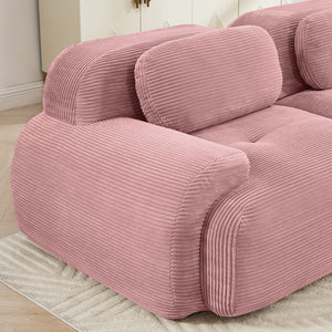 English Elm Three-seat Modular Sectional with Ottomans Corduroy Curved Lounge Sofa for Living Rooms W714S01409