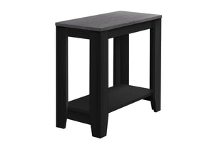 English Elm Accent Rectangular Two-Tier End Table with Grey Wood Top & Black Frame – Versatile Nightstand for Living Room Bedrooms B2710P219199