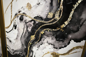 English Elm Large Abstract Diptych Canvas Set Hand Painted Gold Textured Minimalist Wall Decor W3374P419285
