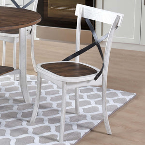 English Elm Woodhomer 5-Piece Round Dining Set With X-Back Chairs – Rustic Two-Tone Design For Space-Saving Elegance W2537S00003-GIGA