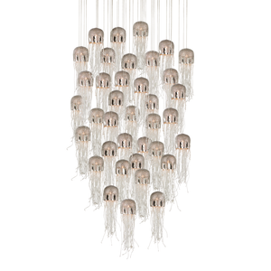 Medusa Multi-Drop Pendant Light - Elegant Jellyfish-Inspired Design with Handcrafted Silver Beads