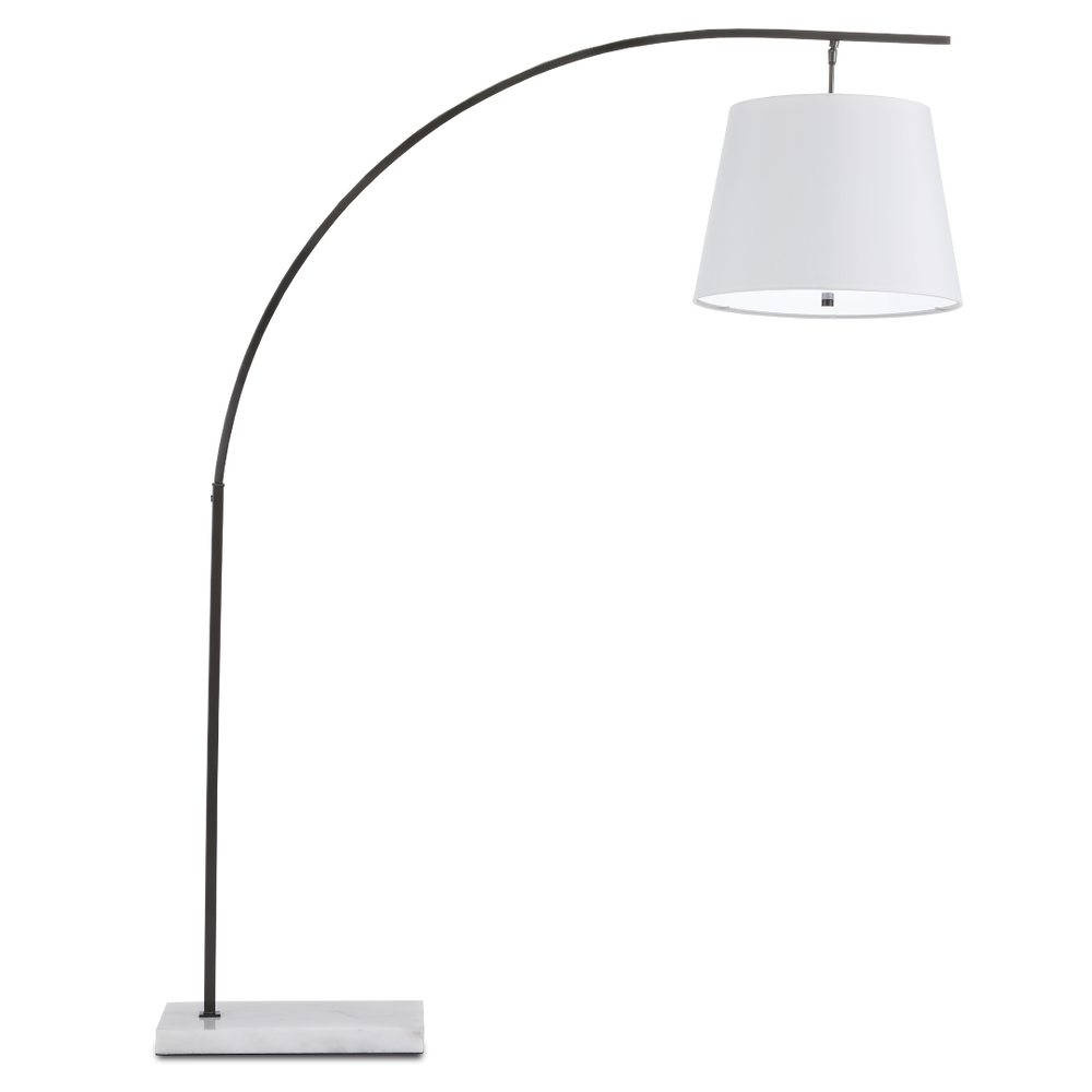 Cloister Modern Bronze Floor Lamp with Elegant Arc Design and White Linen Shade for Contemporary Spaces