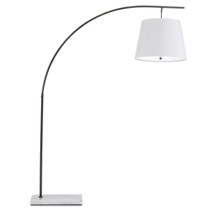 Cloister Modern Bronze Floor Lamp with Elegant Arc Design and White Linen Shade for Contemporary Spaces
