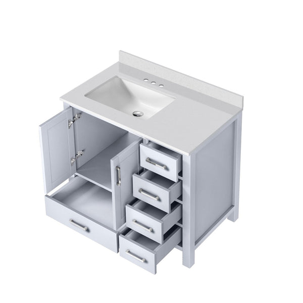 English Elm White Bath Vanity With White Quartz Top, Soft-Close Drawers, And Thoughtful Storage Solutions B2731P258814-GIGA